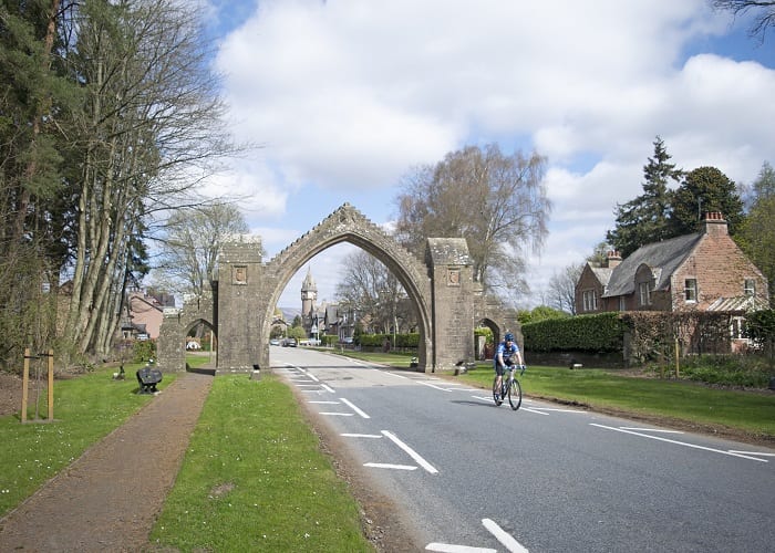 Cyclist at the Edzell Arch
